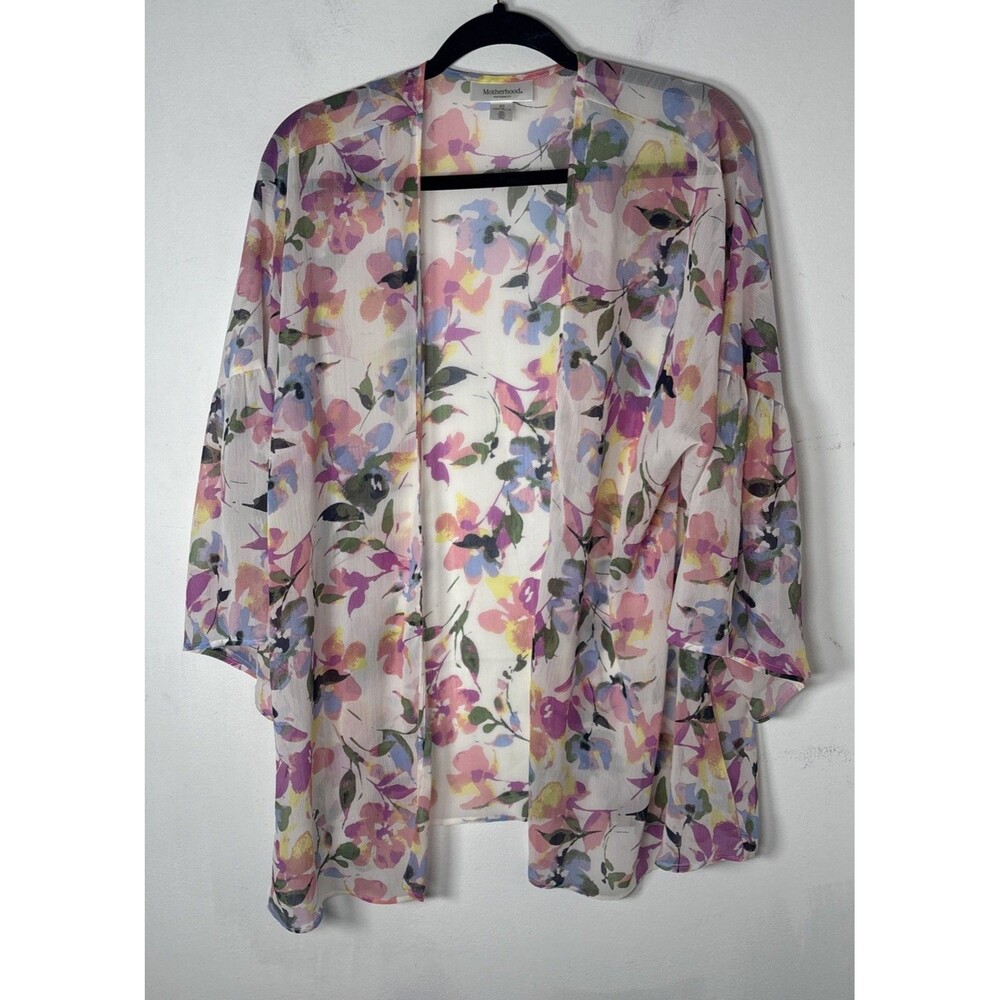 Motherhood Maternity Floral Sheer Kimono Cardigan OS Boho Lightweight Cover Up